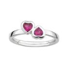Personally Stackable Lab-created Ruby Sterling Silver Double-heart Ring