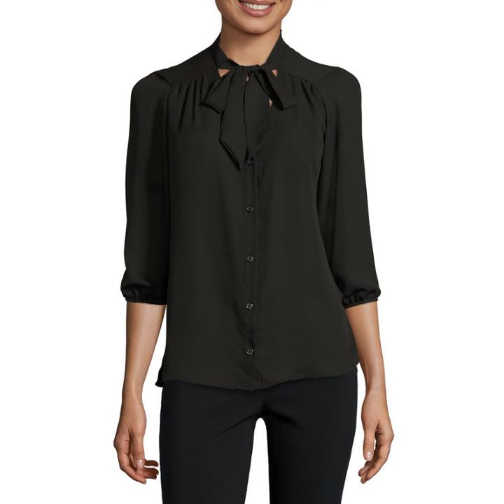 Heart & Soul 3/4-sleeve Bow Blouse - Juniors