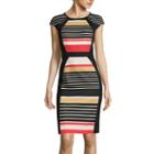 Rn Studio By Ronni Nicole Cap-sleeve Striped Sheath Dress