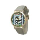 Olivia Pratt Womens Multi-color Pattern With Gold-tone Studs Dial Gray Leather Watch 13628gray