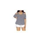 Fashion To Figure Chloe Cold Shoulder Striped Knit T-shirt-plus