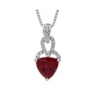 Lab-created Ruby And Diamond-accent Sterling Silver Pendant Necklace