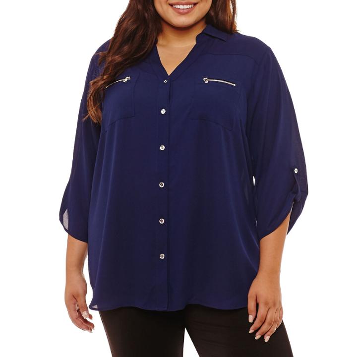 Alyx 3/4 Sleeve Button-front Shirt-plus
