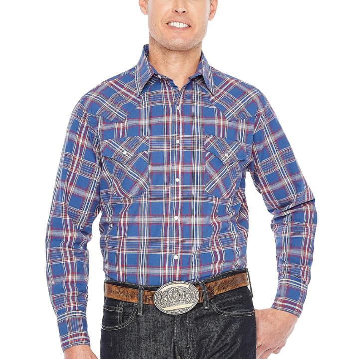 Ely Cattleman Long Sleeve Plaid Snap Western Shirt Tall