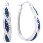 Sparkle Allure Sparkle Allure Crystal Earrings Multi Color Pure Silver Over Brass 35mm Oval Hoop Earrings