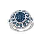 1 Ct. T.w. White And Color-enhanced Blue Diamond Sterling Silver Ring