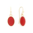 Liz Claiborne Oval Orange And Gold-tone Drop Earrings