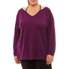 Xersion Long Sleeve V Neck T-shirt-womens Plus