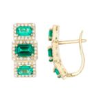 Lab Created Emerald And 5/8c. T.t.w. Diamond 10k Yellow Gold Earrings