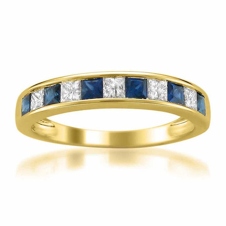 Modern Bride Gemstone Womens 1/4 Ct. T.w. Blue Sapphire 14k Gold Wedding Band