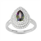 Womens Multi Color Topaz Sterling Silver Cocktail Ring