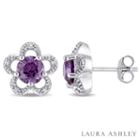 Laura Ashley Diamond Accent Round Purple Alexandrite 10k Gold Stud Earrings