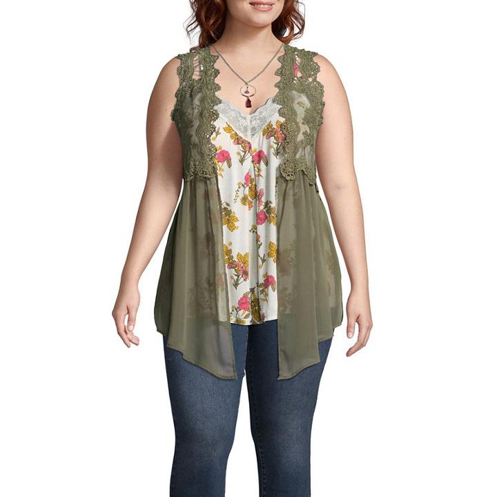 Self Esteem Sleeveless Layered Top-juniors Plus