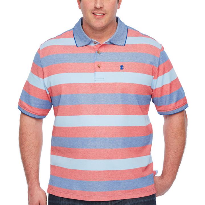 Izod Short Sleeve Natural Stretch Striped Knit Polo Shirt Big And Tall