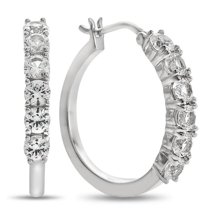 Lab Created White Sapphire Hoop Earrings