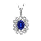 Lab-created Blue And White Sapphire Sterling Silver Pendant Necklace