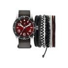 Rocawear Men's Black And Gold Stackable Bracelet Strap Watch Set Rmst5173g328-121