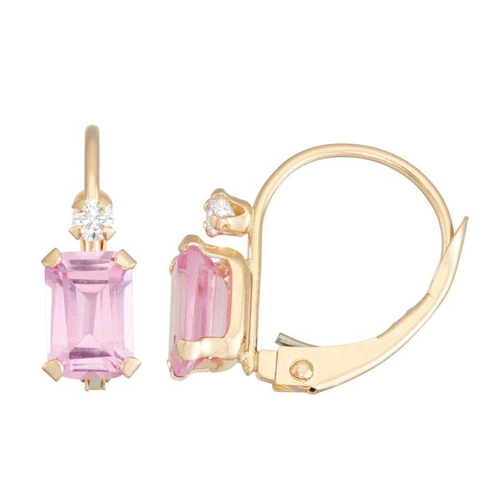 Pink Sapphire Rectangular Drop Earrings