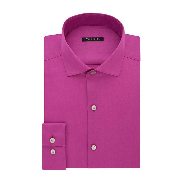 Van Heusen No-iron Lux Long Sleeve Sateen Dress Shirt - Slim