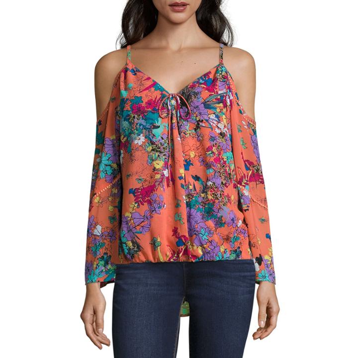Nicole By Nicole Miller Long Sleeve Cold Shoulder Top