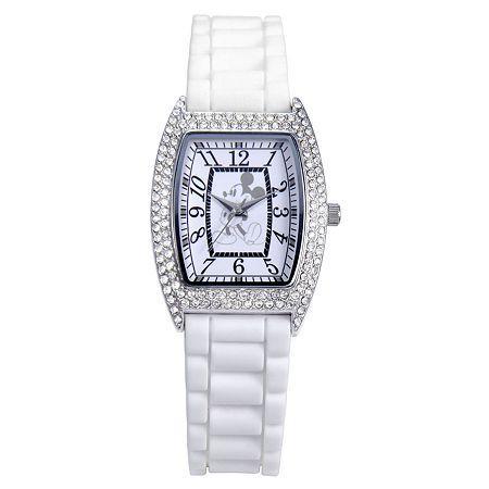 Disney Mickey Mouse Crystal Accent White Strap Watch