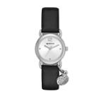 Arizona Womens Silver Tone Arrowhead Charm Black Strap Watch