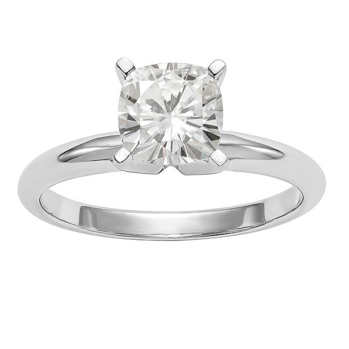 Womens 3/4 Ct. T.w. Cushion White Moissanite 14k Gold Engagement Ring