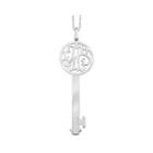 Personalized Sterling Silver 60mm Round Initial Key Pendant Necklace