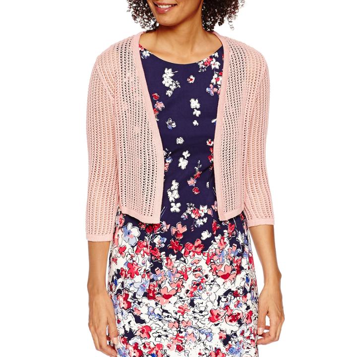Be By Chetta B 3/4 Sleeve Open Work Shrug