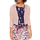Be By Chetta B 3/4 Sleeve Open Work Shrug