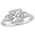 Womens 1/6 Ct. T.w. Round White Diamond Sterling Silver 3-stone Ring