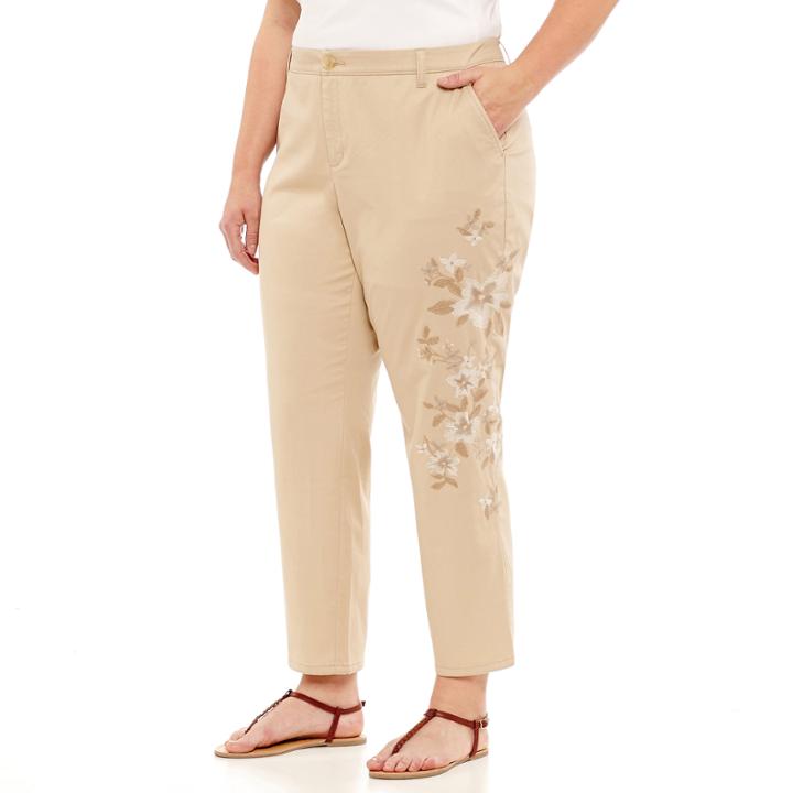 Liz Claiborne Classic Chino Ankle Pant- Plus