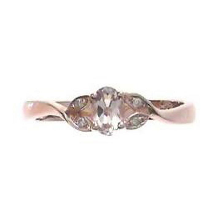 Womens Diamond Accent Pink Morganite Sterling Silver Cocktail Ring