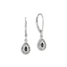 1/4 Ct. T.w. White And Color-enhanced Black Diamond Sterling Silver Teardrop Earrings