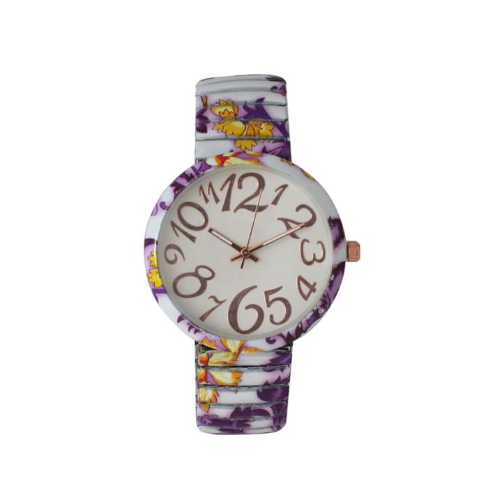 Olivia Pratt Womens Purple Yellow Floral Expansion Band Watch 25975purple Yellow
