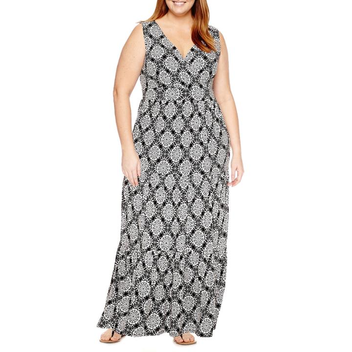 St. John's Bay Sleeveless Geometric Maxi Dress-plus