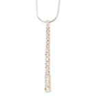 Vieste Crystal Silver-tone Bar Pendant Necklace