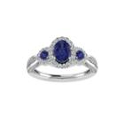 Cherished Hearts Womens 1/2 Ct. T.w. Oval Blue Sapphire 14k Gold Engagement Ring