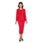 Giovanna Signature Women's Round Neck Mock 2-pocket 3-piece Skirt Suit