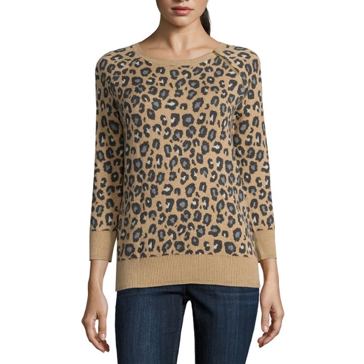 Liz Claiborne 3/4 Sleeve Crew Neck Pullover Sweater-petites