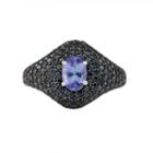 Womens Tanzanite Purple Sterling Silver Cocktail Ring