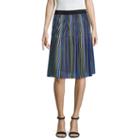 Worthington Stripe Woven Pleated Skirt