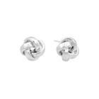 Made In Italy 14k White Gold Love Knot Stud Earrings