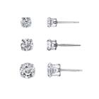 Silver Treasures 3-pc. White Sterling Silver Earring Sets