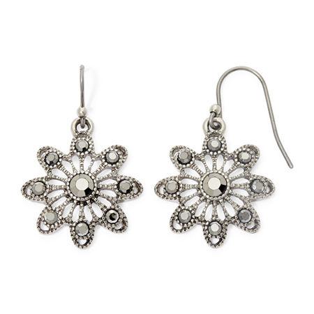 Liz Claiborne Marcasite Sunburst Drop Earrings
