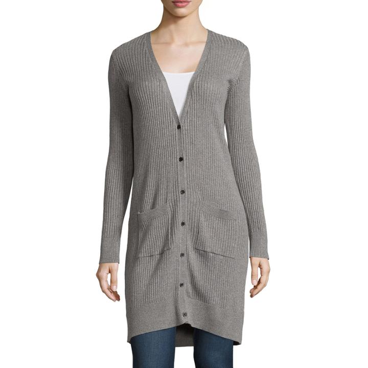 Stylus&trade; Long-sleeve Ribbed Button-front Cardigan - Tall