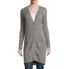 Stylus&trade; Long-sleeve Ribbed Button-front Cardigan - Tall