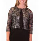 Nina Leonard Foiled Lace Bolero