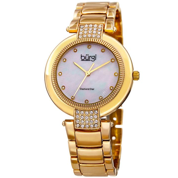 Burgi Womens Gold Tone Strap Watch-b-181yg