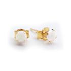 Lab-created 4mm Opal 10k Yellow Gold Stud Earrings